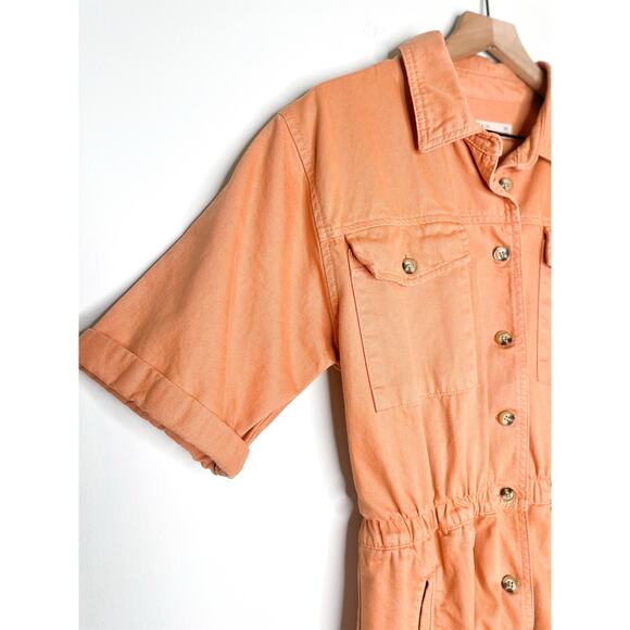 ASOS Orange Denim Utility Romper Womens Size 6 Cotton Cargo One Piece - Picture 3 of 10